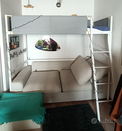 Letto a soppalco 90x200 cm con materasso