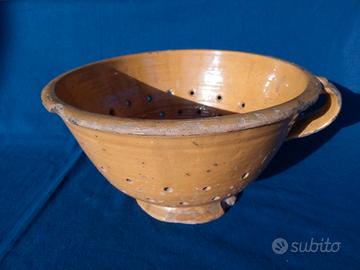 Antico scolapasta colino terracotta smaltata