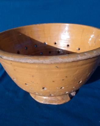 Antico scolapasta colino terracotta smaltata