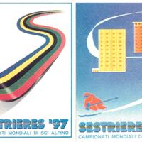 SESTRIERE 1997 N. 2 CARTOLINE MONDIALI DI SCI