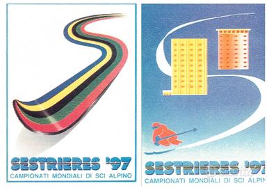 SESTRIERE 1997 N. 2 CARTOLINE MONDIALI DI SCI