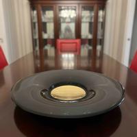Centrotavola Guzzini anni 70 ottone lucite design