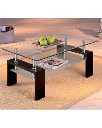 Tavolino in Vetro da Caffe 100x60 Nero Tavolo Bass