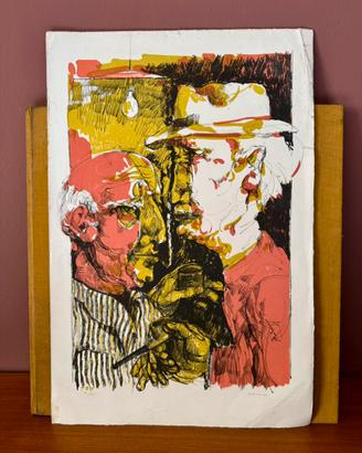 Opera grafica su cartoncino firmata Ambrogio 80
