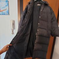 Cappotto piumino lungo grigio in vera piuma
