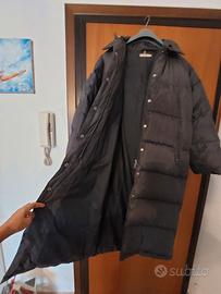 Cappotto piumino lungo grigio in vera piuma