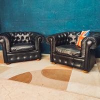 Coppia poltrone Chester Chesterfield vera pelle uk