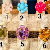 anello regolabile in ottone color oro e cristalli 