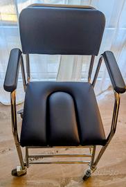 Sedia comoda wc con ruote per anziani e disabili
