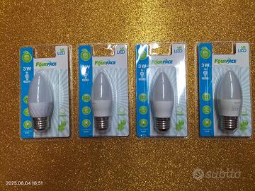 Lotto 4 lampadine a oliva 3 W 25 W E27 6500K