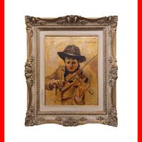 QUADRO VIOLINISTA, INCORNICIATO FIRMATO A MANO