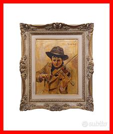 QUADRO VIOLINISTA, INCORNICIATO FIRMATO A MANO