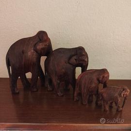 Elefanti legno intagliato 