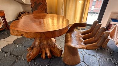 Tavolino artigianale in legno Suar