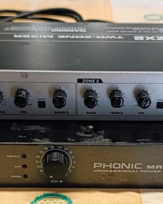 Amplificatore phonic Max 500 Mixer Phonic ZX2