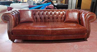 Divano 3 Posti Chesterfield Diva in pelle vintage