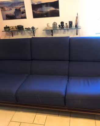 Divano 3 posti in legno e paglia di Vienna