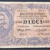 DIECI 10 LIRE DI UMBERTO 1° SINGOLA EFFIGIE 1892