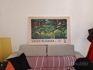 Stampa su tela ispirata a kusama, green fore