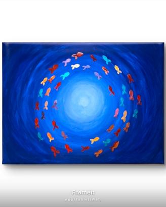 Quadro dipinto a mano 50x70 ‘’vortice di pesci’’