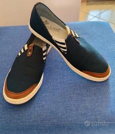 Slip-on Rieker Antistress blu con dettagli cuoio