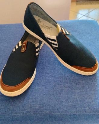 Slip-on Rieker Antistress blu con dettagli cuoio