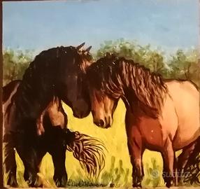 2 Quadri d'autore cavalli M°Pietro Dell'Aversana 