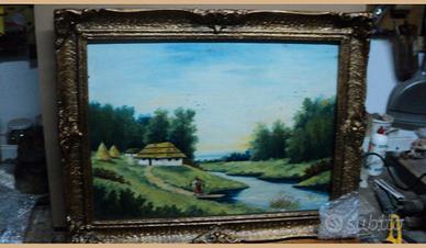 Quadro con fiume olio su tela