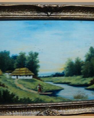 Quadro con fiume olio su tela