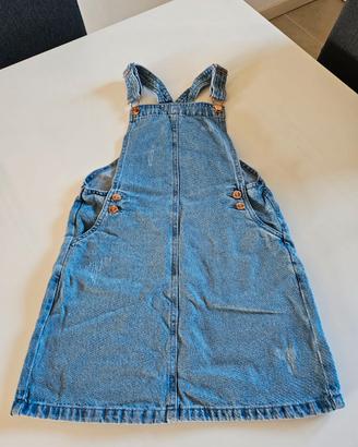 Salopette in jeans con gonna per bambina