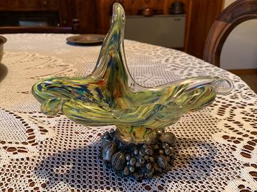 centrotavola vintage in vetro artistico di Murano