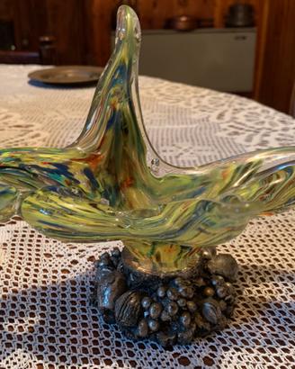 centrotavola vintage in vetro artistico di Murano