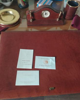 Prestigioso set ufficio PIQUADRO vintage cuoio