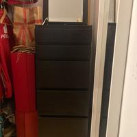 Cassettiera alta, 2 comodini e 2 scarpiere