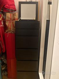 Cassettiera alta, 2 comodini e 2 scarpiere