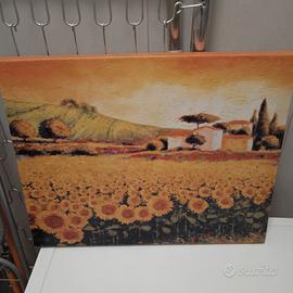 Quadro decorativo su tela – Paesaggio con girasoli