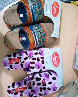 LIABEL, SET 2 PAIA PANTOFOLE DONNA NM 38/38,5/ 