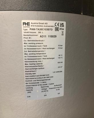 PANASONIC PAW-TA30C1E5STD Serbatoio Smaltato per S