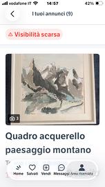 Quadro acquerello paesaggio montano