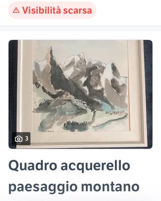Quadro acquerello paesaggio montano