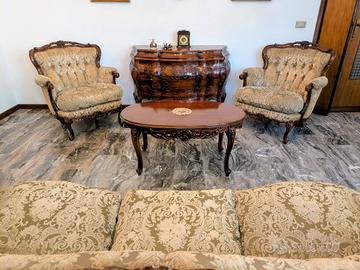 Divano, Poltrone e Tavolino Stile Luigi XV Rococò