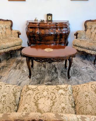 Divano, Poltrone e Tavolino Stile Luigi XV Rococò