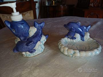 Grazioso set dispenser+ portasapone ceramica