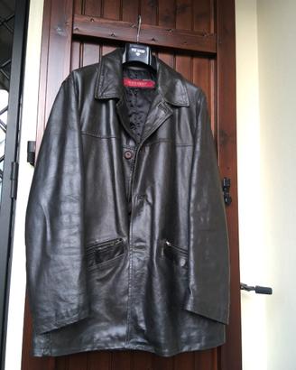 Giacca 3/4 in pelle nera + trapunta interna tg. 52