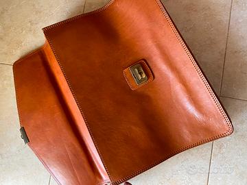 Borsa porta documenti in vero cuoio marrone