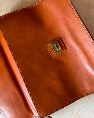 Borsa porta documenti in vero cuoio marrone