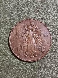 moneta 10 centesimi 1911 - regno d'italia 