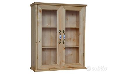 vetrina pensile e d'appoggio in legno arte povera