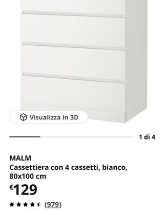 cassettiera IKEA MALM bianca