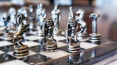 SCACCHIERA VINTAGE MARMO E PELTRO